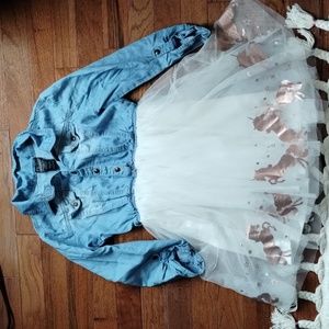 Denim tutu dress with unicorns